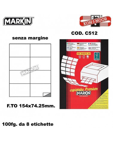 MARKIN ETICHETTE FOTOCOPIABILI 100FG. C512-105X74.25-ADESIVE