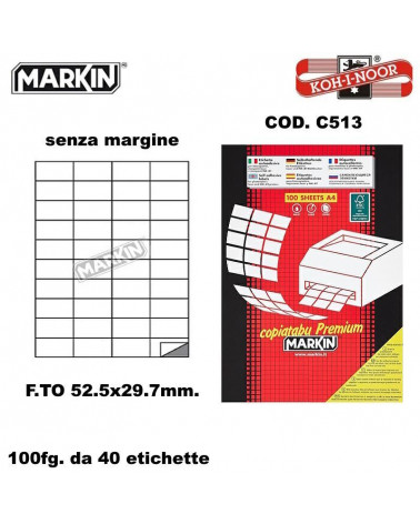 MARKIN ETICHETTE FOTOCOPIABILI 100FG. C513-52.5X29.7-ADESIVE