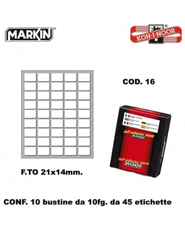 MARKIN ETICHETTE ADESIVE 10CF. 10FG. COD.16 21X14