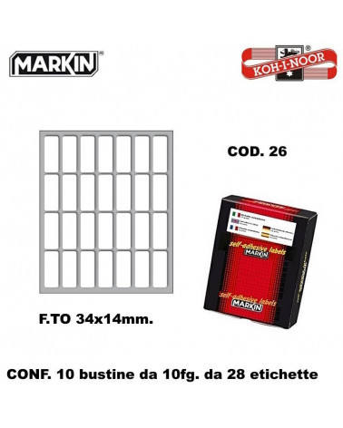 MARKIN ETICHETTE ADESIVE 10CF. 10FG. COD.26 34X14