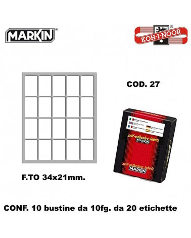 MARKIN ETICHETTE ADESIVE 10CF. 10FG. COD.27 34X21