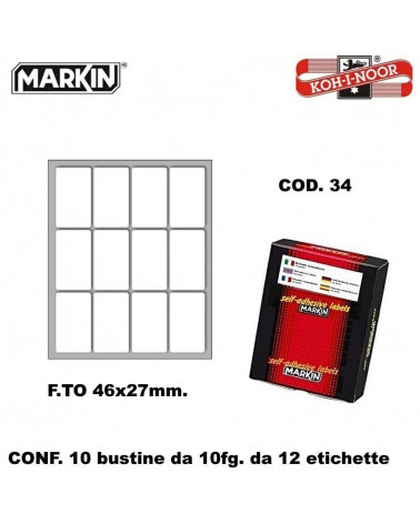 MARKIN ETICHETTE ADESIVE 10CF. 10FG. COD.34 46X27