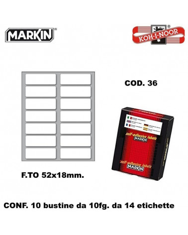 MARKIN ETICHETTE ADESIVE 10CF. 10FG. COD.36 52X18