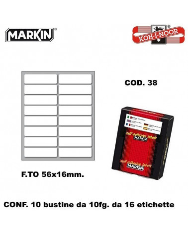 MARKIN ETICHETTE ADESIVE 10CF. 10FG. COD.38 56X16