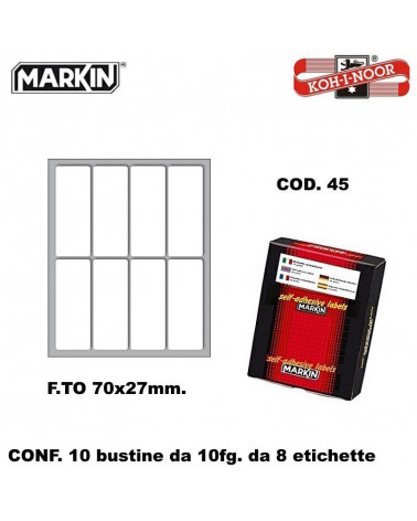 MARKIN ETICHETTE ADESIVE 10CF. 10FG. COD.45 70X27