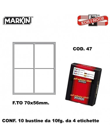 MARKIN ETICHETTE ADESIVE 10CF. 10FG. COD.47 70X56