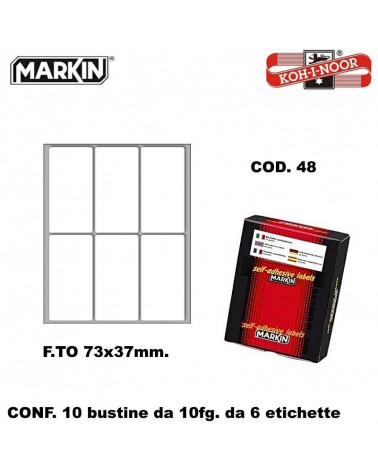 MARKIN ETICHETTE ADESIVE 10CF. 10FG. COD.48 73X37