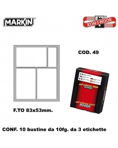 MARKIN ETICHETTE ADESIVE 10CF. 10FG. COD.49 83X53