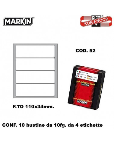 MARKIN ETICHETTE ADESIVE 10CF. 10FG. COD.52 110X34