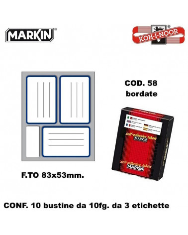 MARKIN ETICHETTE ADESIVE 10CF. 10FG. COD.58 83X53 BORDATE