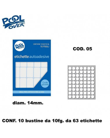 ETICHETTE ADESIVE POOL 10CF. 10FG. COD.05 D.14