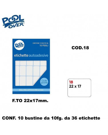 ETICHETTE ADESIVE POOL 10CF. 10FG. COD.18 22X17