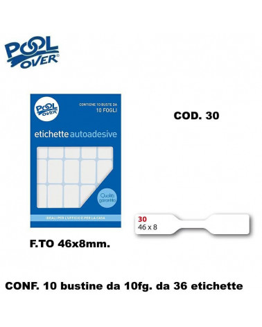 ETICHETTE ADESIVE POOL 10CF. 10FG. COD.30 46X8