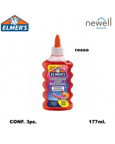 ELMER'S COLLA GLITTERATA 177ml.3pz.ROSSO