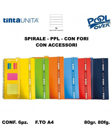 TINTA UNITA MAXI SPIRALE PPL FORI ELAST+ACCESSORI 80FG.1R 43438[6PZ]