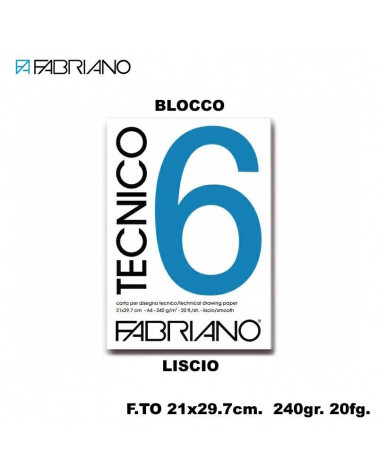 FABRIANO BLOCCO F6 21x29.7 20 FG.LISCIO DISEGNO TECNICO