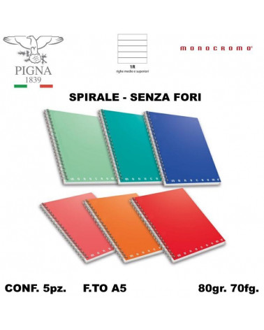 MONOCROMO QUADERNO SPIRALE NO FORI  1R [5PZ]