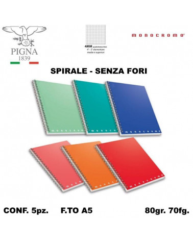MONOCROMO QUADERNO SPIRALE NO FORI  4MM [5PZ]