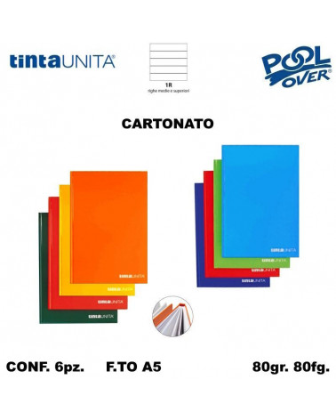 TINTA UNITA QUADERNO CARTONATO 80FG 1R 98297 [6PZ]