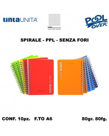 TINTA UNITA MINI QUADERNO SPIRALE A6 PPL 80FG. 5MM 98947 [10PZ]
