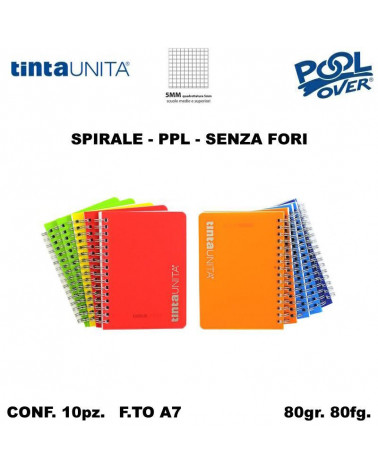 TINTA UNITA MINI QUADERNO SPIRALE A7 PPL 80FG. 5MM 98949 [10PZ]