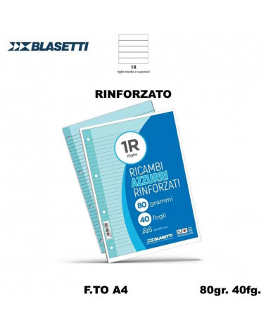 BLASETTI RICAMBIO A4 RINFORZATO AZZURRO 1R