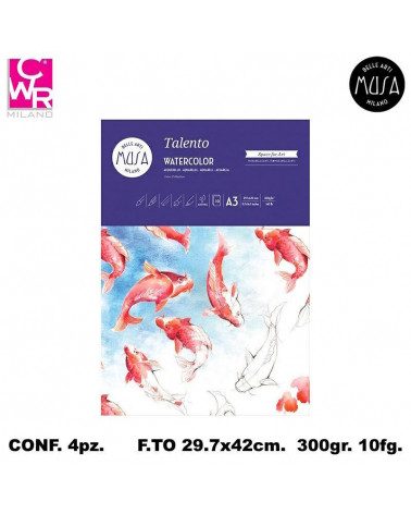 CWR ACQUARELLO TALENTO 29,7x42 300gr.10fg.BLOCCO DISEGNO [4PZ]