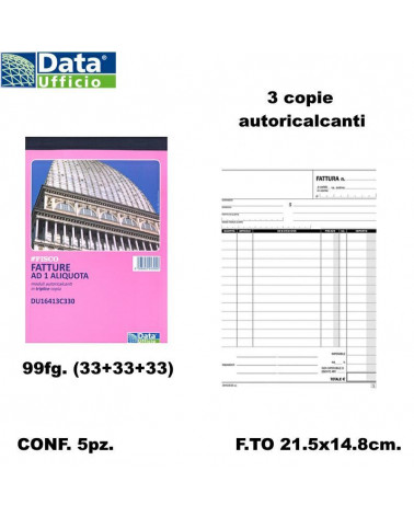 DATA UFFICIO FATTURE 1 ALIQUOTA 15X23 3C. 16413C33 [5PZ]