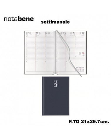 NOTABENE AGENDA SETTIMANALE 21X29,7 401C GOMMATO BLU
