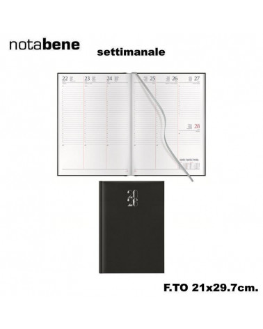 NOTABENE AGENDA SETTIMANALE 21X29,7 406C GOMMATO NERO