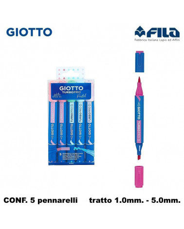 GIOTTO PENNARELLO TURBO PRO CANDY TONES ASTUCCIO APP.5col.