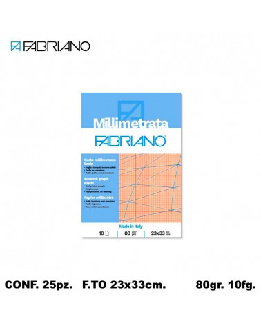 FABRIANO BLOCCO MILLIMETRATO 23x33 10fg.[25PZ]