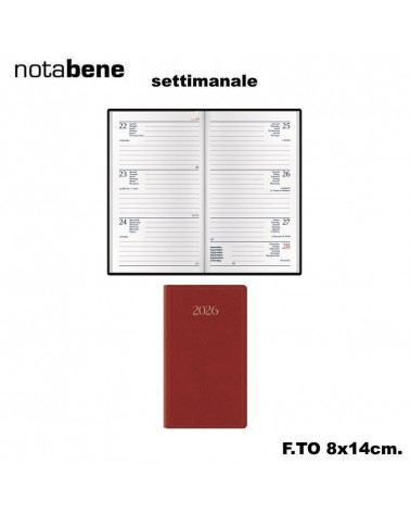 NOTABENE AGENDA SETTIMANALE 8X14 1003C MADRID ROSSO CARDINALE