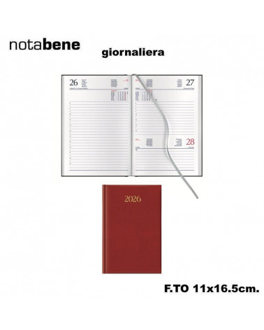 NOTABENE AGENDA GIORNALIERA S/D 11X16,5 1003C MADRID ROSSO CARDINALE