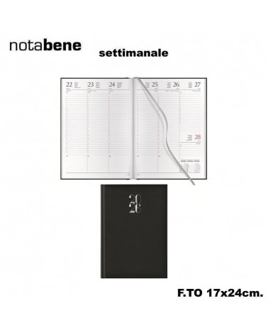 NOTABENE AGENDA SETTIMANALE 17X24 406C GOMMATO NERO