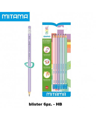 MITAMA MATITA TRIANGOLARE C/GOMMA PASTEL HB BL.6PZ.+4 OMAGGIO 62545