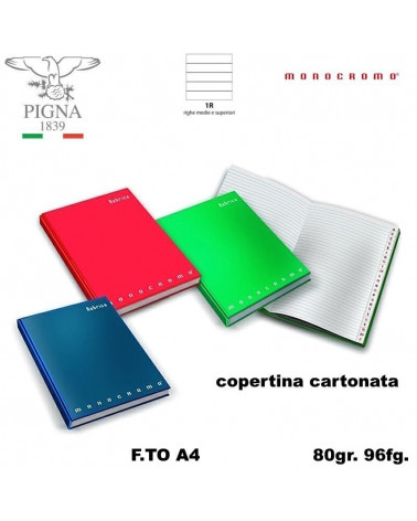 MONOCROMO RUBRICA A4 96FG.5CARTE CARTONATA