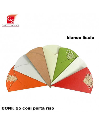 GS CONI PORTA RISO/CONFETTI BIANCO LISCIO [25PZ]