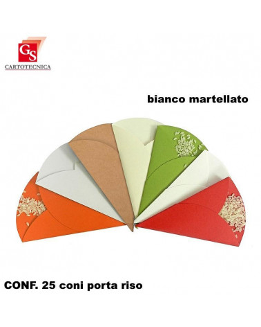 GS CONI PORTA RISO/CONFETTI BIANCO MARTELLATO [25PZ]