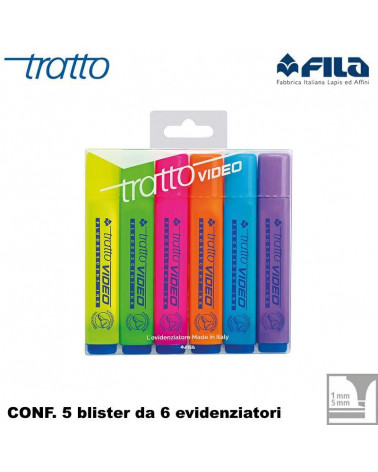 TRATTO VIDEO 6COL.X 5 CONFEZ. EVIDENZIATORE