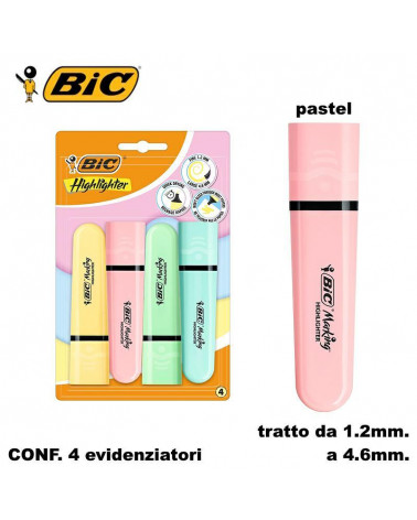 BIC 4 EVIDENZIATORI PASTEL