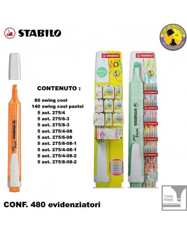 STABILO SWING COOL ESP DA TERRA 220pz.+45 ASTUCCI EVIDENZIATORE