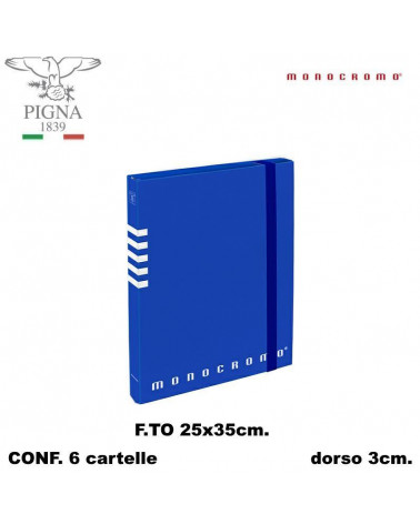 MONOCROMO CARTELLA CON ELASTICO A4 DORSO 3 BLU [6PZ]