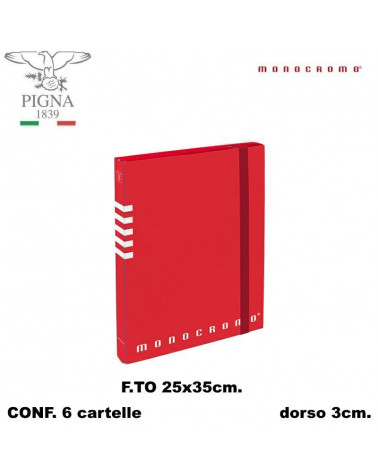 MONOCROMO CARTELLA CON ELASTICO A4 DORSO 3 ROSSO [6PZ]