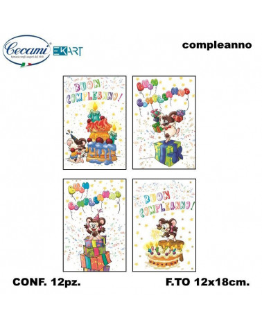 CECAMI BIGLIETTI BUON COMPLEANNO BIMBI 00153 [12PZ]
