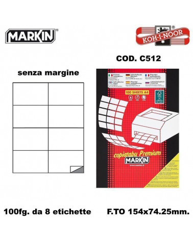 MARKIN ETICHETTE FOTOCOPIABILI 100FG. C512-105X74.25-ADESIVE
