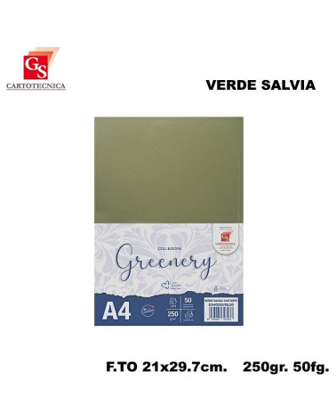 GS CARTONCINI A4 GREENERY VERDE SALVIA 50PZ.250GR.