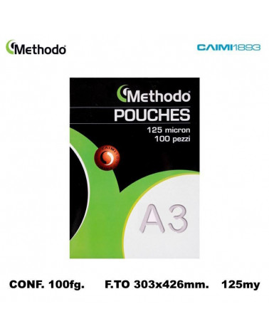 METHODO POUCHES A3 125MIC.100PZ. PER PLASTIFICARE