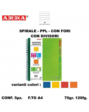 ARDA MAXI SPIRALE PPL FORI + DIVISORI 120fg. 1R [5PZ]