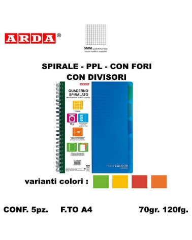 ARDA MAXI SPIRALE PPL FORI + DIVISORI 120fg. 5MM [5PZ]